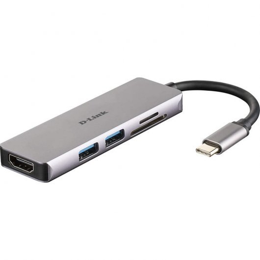 D-Link Hub USB-C 5 en 1 Lector SD, MicroSD, HDMI 4K, 2x USB 3.0