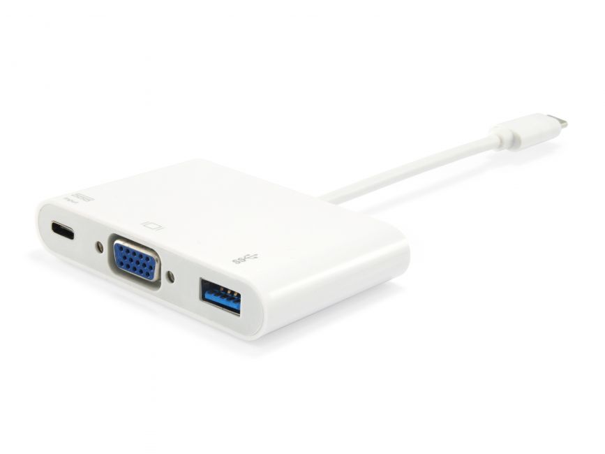 Equip Adaptador USB-C Macho a VGA Hembra / USB-C Hembra / USB-A Hembra 3.0