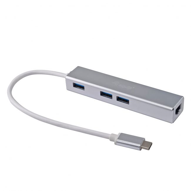 Equip Hub USB-C con 3x USB 3.0 y Adaptador Gigabit - Velocidad de hasta 5Gbps - Carcasa de Aluminio