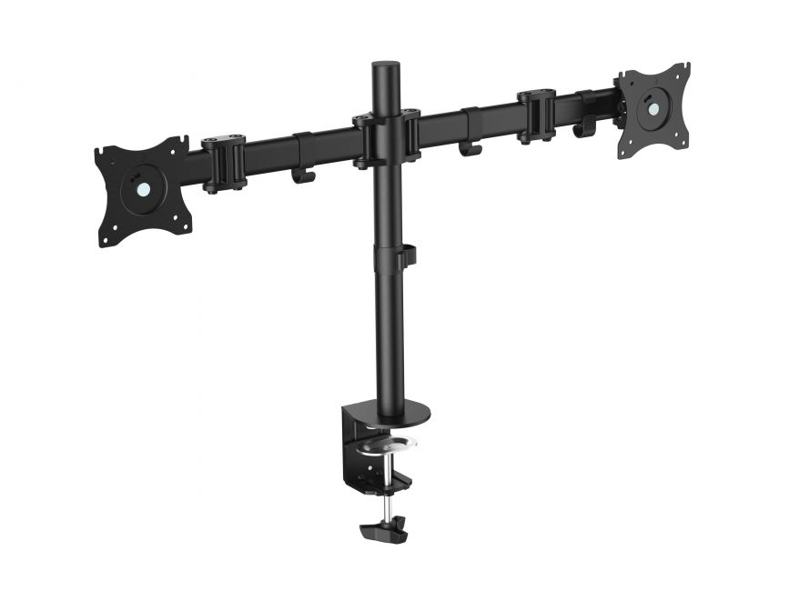 Equip Soporte de Mesa con Brazos Articulados para 2 Monitores de 13\"-27\" - Giratorio e Inclinable - Gestion de Cables - Peso Max 8kg x Brazo - VESA 100x100mm