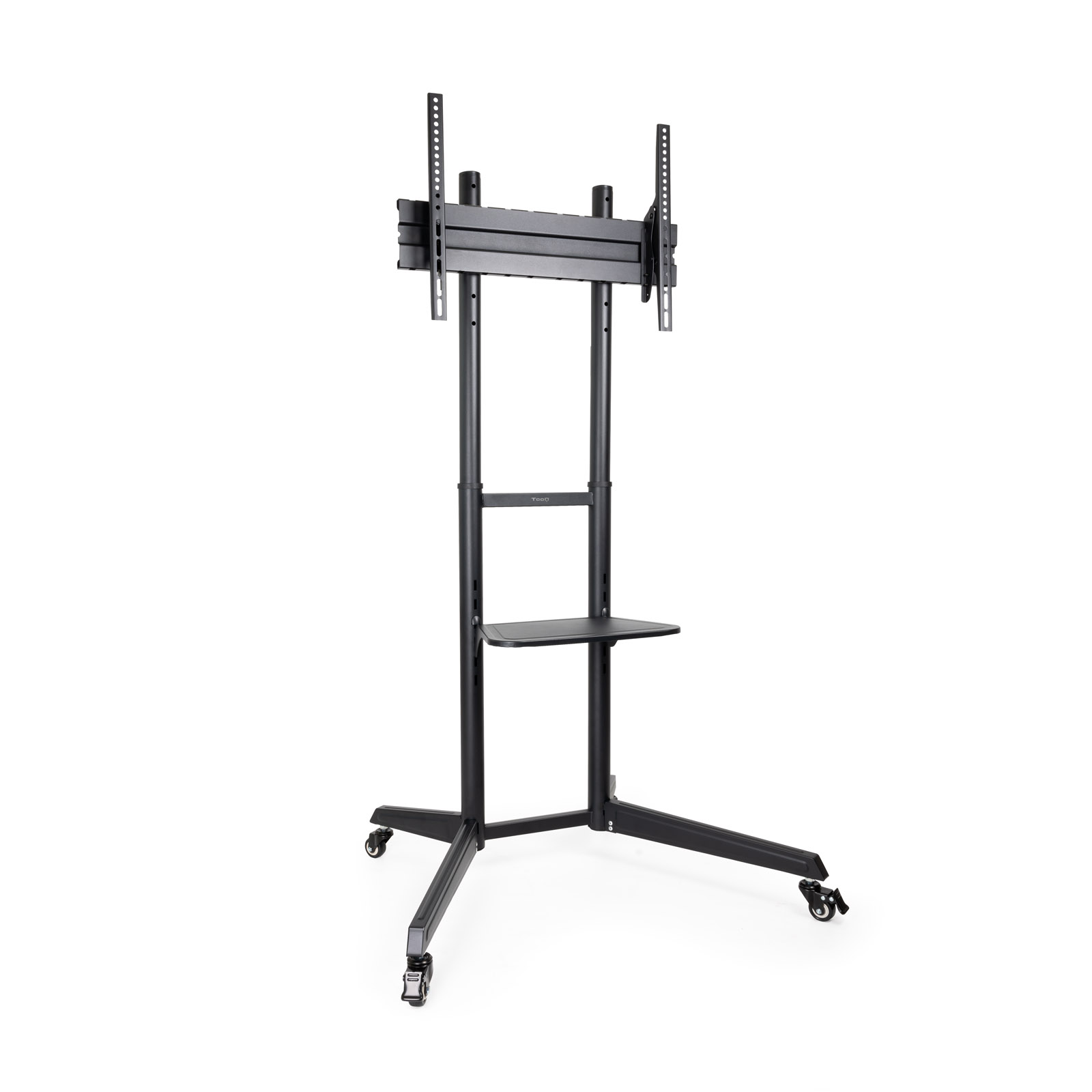 Tooq Ramses Soporte de Suelo con Ruedas para Pantallas 37\" a 70\" - Bloqueo de Ruedas - Estante - Gestion de Cables - Peso Max 50kg - VESA Max 600X400mm - Color Negro