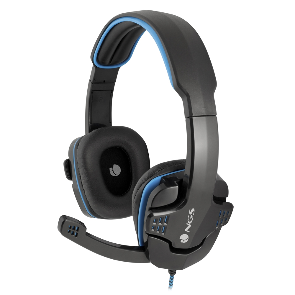 NGS GHX-505 Auriculares Gaming con Microfono USB 2.0 - Microfono Plegable - Diadema Ajustable - Altavoces de 40 mm - Cable de 2m - Color Negro/Azul