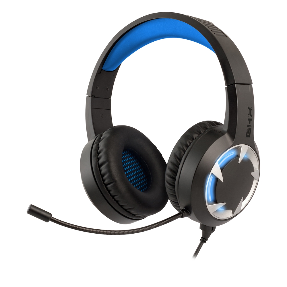 NGS GHX-510 Auriculares Gaming con Microfono USB 2.0 - Microfono Flexible - Iluminacion LED Azul - Altavoces de 40 mm - Diadema Ajustable - Compatible con PC, PS4 y Xbox One - Color Negro