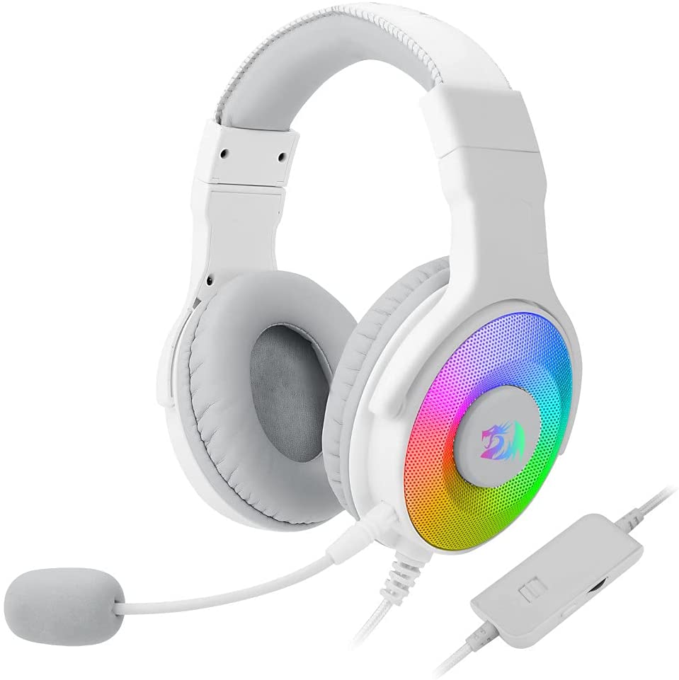 Redragon H350W Pandora 2 Auriculares Gaming con Microfono - Sonido 7.1 - Iluminacion RGB - Diadema Ajustable - Almohadillas Acolchadas - Control en Cable - Cable de 2m