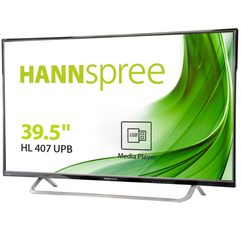 Hannspree Monitor LED 39.5\" 1080p FullHD - Reproductor Multimedia Integrado - 16:9 - Angulo de Vision 178º - Respuesta 8.5ms - Altavoces 8W - HDMI, USB, VGA y 3.5mm - VESA 200x100 mm