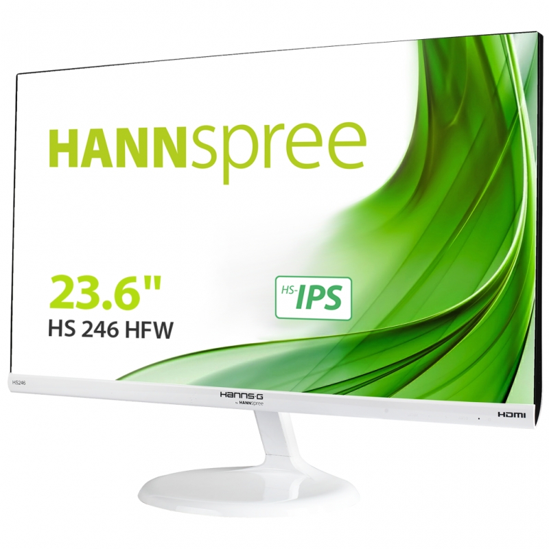 Hannspree Monitor LED 23.6\" 1080p FullHD - 16:9 - Angulo de Vision 178º - Respuesta 7ms - Altavoces 1.5W - HDMI, VGA y 3.5mm - Color Blanco