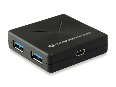 Conceptronic Hubbies 02 Extensor de USB-A 3.0 a 4 Puertos USB-A 3.0 - 5Gbps - Negro