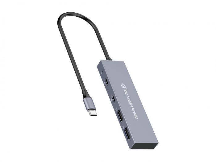 Conceptronic Hub USB-C con 2x USB-A, 2x USB-C - Carcasa de Aluminio