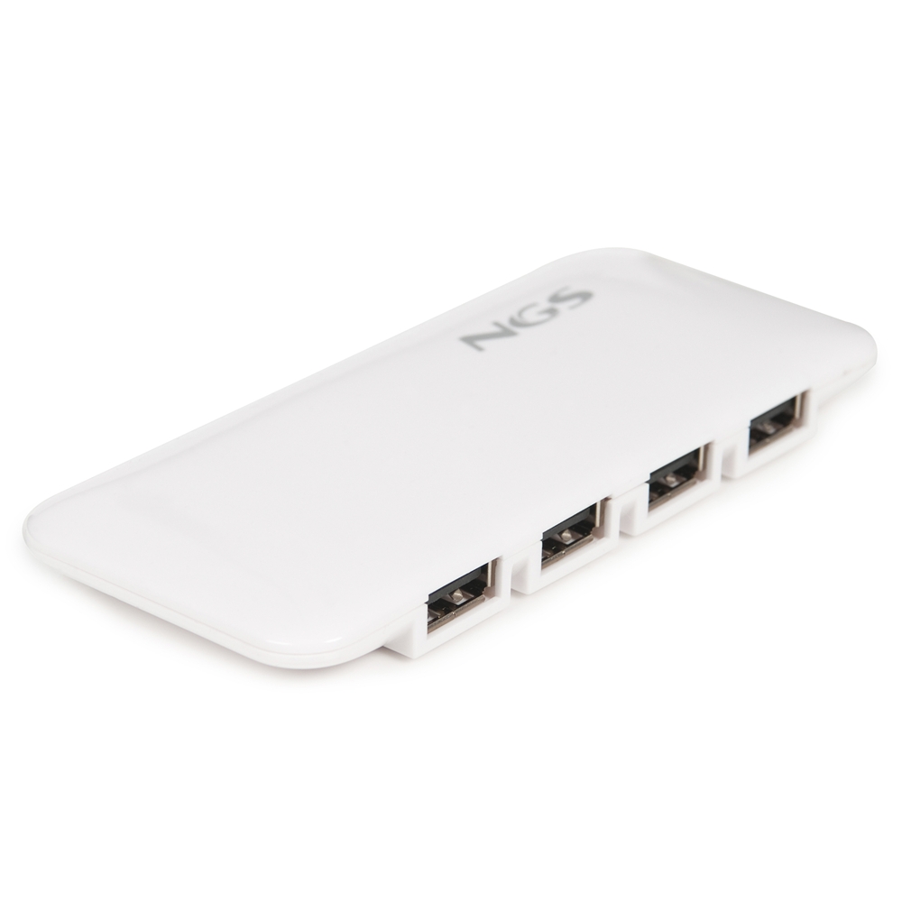 NGS Hub 7 Puertos USB 2.0 - Adaptador de Corriente - Velocidad hasta 480Mbps - Color Blanco