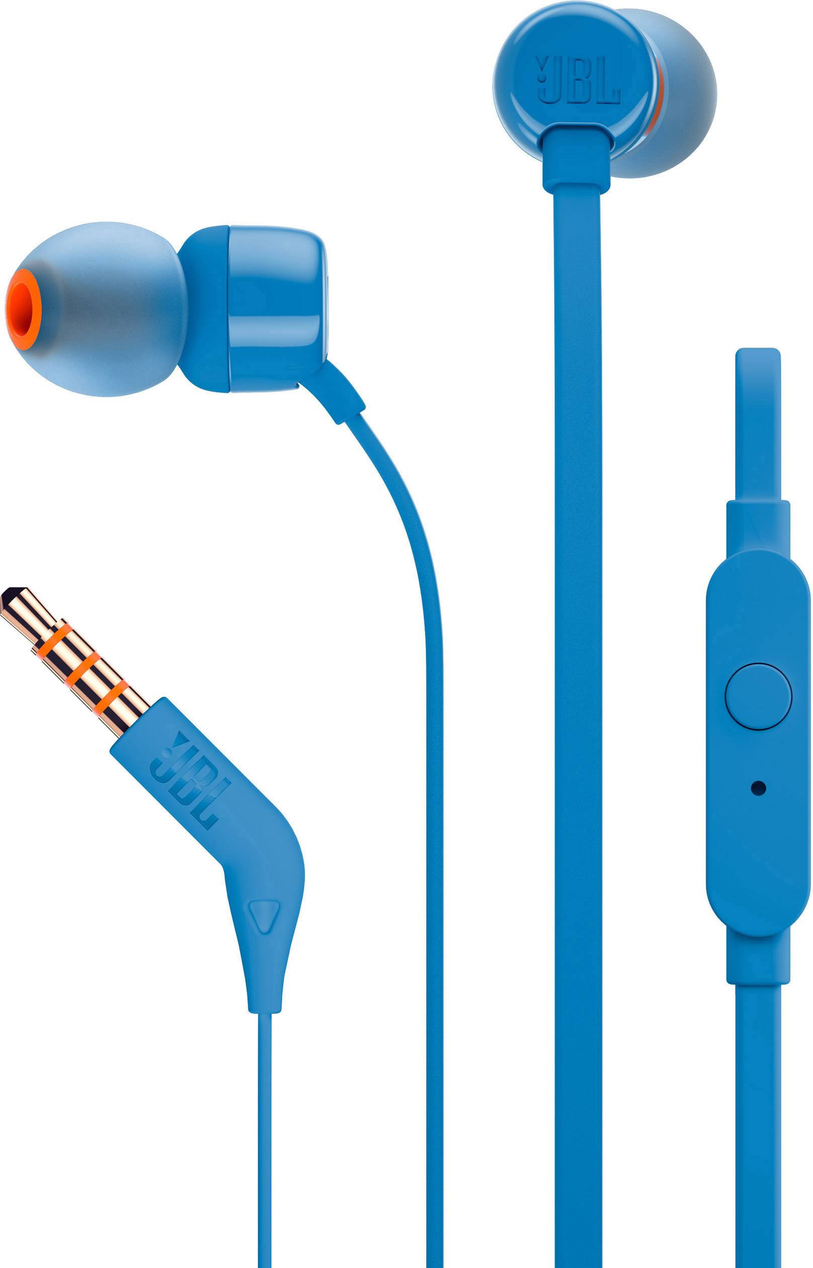 JBL Tune 110 Auriculares con Microfono - Manos Libres - Control en Cable - Cable Plano de 1.11m - Color Azul