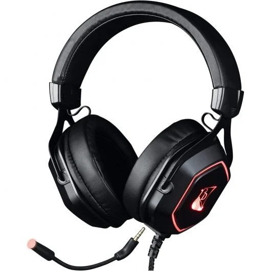 Konix Ragnarok Evo Auriculares Gaming 7.1 con Microfono Desmontable - Iluminacion Roja - Almohadillas Acolchadas - Diadema Ajustable - Controles en Cable - Cable de 2m