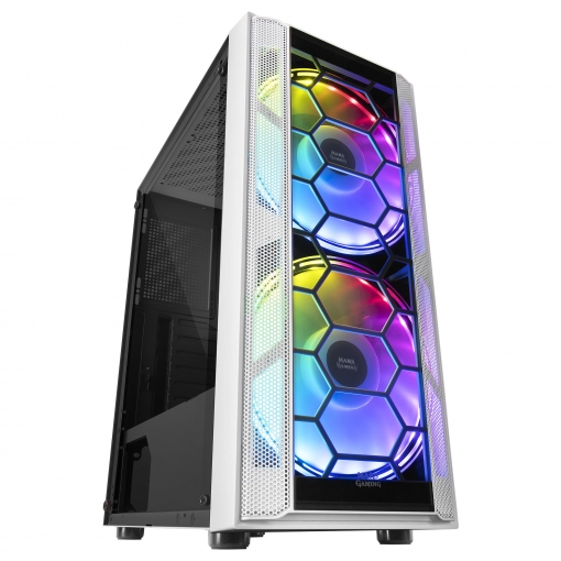 Mars Gaming MC500 Caja Semitorre ATX, Micro ATX, Mini-ITX - Lateral Cristal Templado - Iluminacion RGB - Tamaño HDD 2.5\", 3.5\" - USB-A 3.0, USB-A 2.0 y Audio - 2 Ventiladores 180mm RGB - Soporta Refrigeracion Liquida