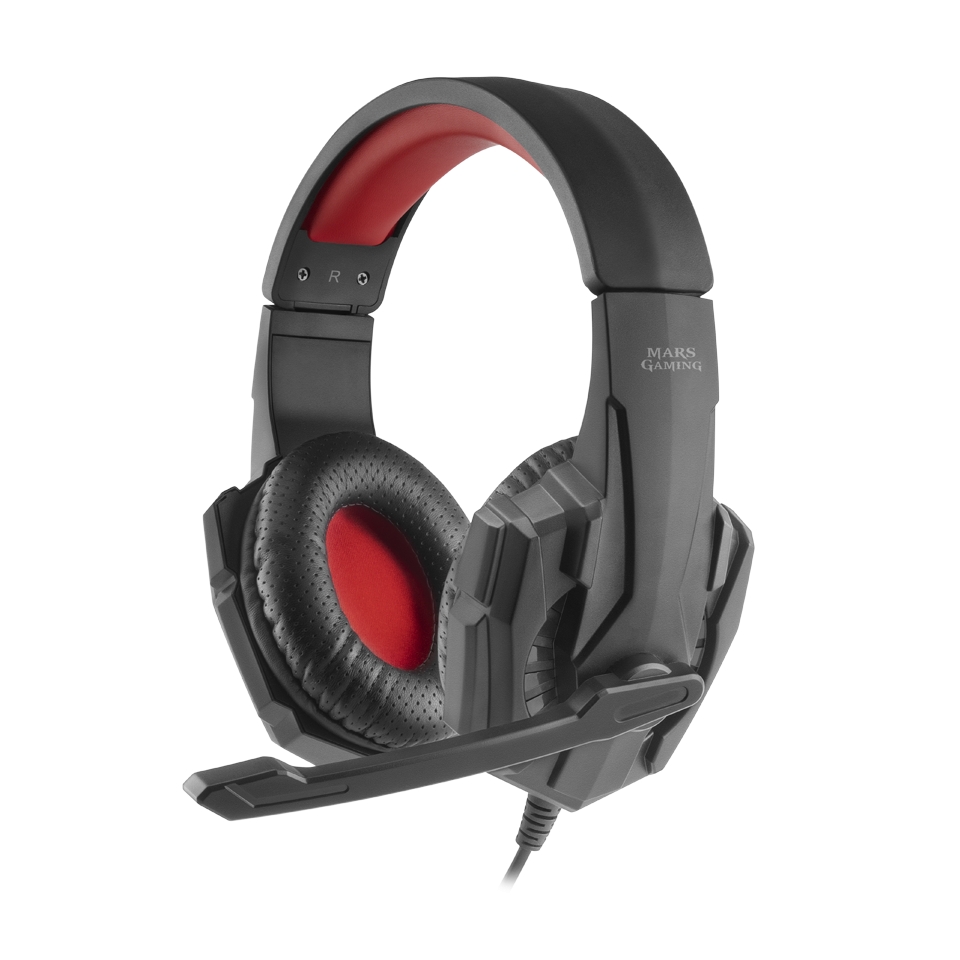 Mars Gaming MH020 Auriculares Gaming con Microfono Plegable - Diadema Ajustable - Almohadillas Acolchadas - Control en Cable - Cable de 2m