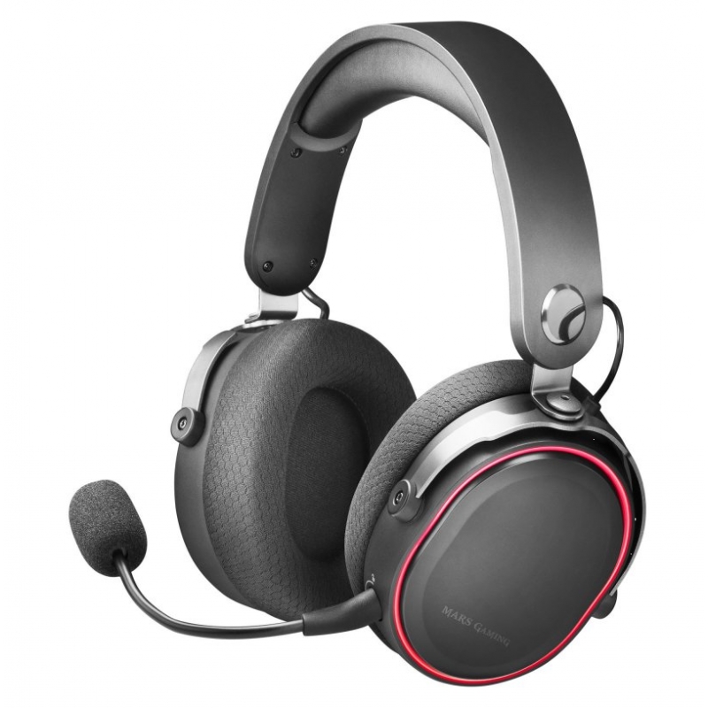 Mars Gaming MHW Auriculares Gaming con Microfono Extraible Inalambricos USB - Sonido 7.1 - Iluminacion RGB - Diadema Ajustable - Almohadillas Acolchadas - Control en Auricular