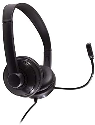 Nilox Auriculares USB con Microfono - Microfono Flexible - Diadema Ajustable - Controles en Cable - Cable de 1.80m - Color Negro