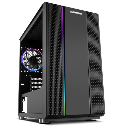 Nox Hummer Fusion S Caja Minitorre Micro ATX y Mini ATX - Cristal Templado - Iluminacion RGB - 2x SSD 2.5\"- 2x HDD 3.5\" - USB 3.0, USB 2.0 - Soporta Refrigeracion Liquida - Ventilador ARGB 120mm Incluido - Hasta 5 Ventiladores