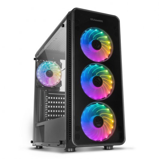 Nox Hummer TGM Caja Semitorre ATX, Micro ATX y Mini ITX - Cristal Templado - 2x SSD 2.5\" - 2x HDD 3.5\" - USB 3.0, USB 2.0 - Soporta Refrigeracion Liquida - 4 Ventiladores RGB Rainbow 120mm Incluidos - Hasta 6 Ventiladores