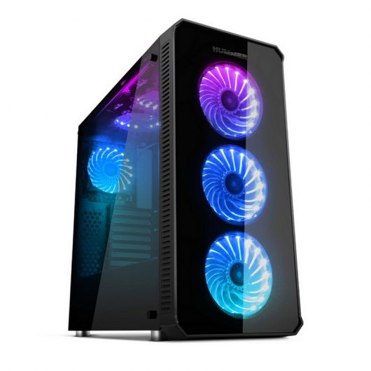 Nox Hummer TGX Rainbow Caja Torre E-ATX, ATX, Micro ATX y Mini ITX - Cristal Templado LED - 8x SSD o 6x SSD y 3x HDD - USB 3.0, USB 2.0 - Soporta Refrigeracion Liquida - 4 Ventiladores RGB 120mm Incluidos - Hasta 9 Ventiladores