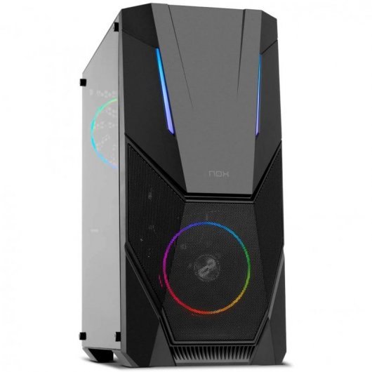 Nox Infinity Delta Caja Semitorre ATX, Micro ATX y Mini ITX - Lateral Transparente - Iluminacion ARGB - 2x SSD 2.5\" - 3x HDD 3.5\" - USB 3.0, USB 2.0 - Soporta Refrigeracion Liquida - 2 Ventiladores 120 mm ARGB Incluidos - Hasta 8 Ventiladores