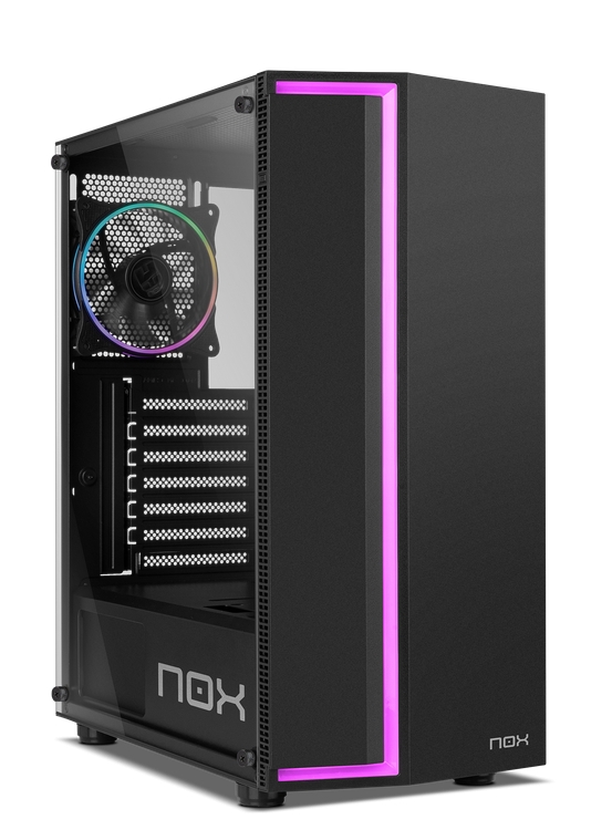 Nox Infinity Gamma Caja Semitorre ATX, Micro ATX e ITX - Cristal Templado - Iluminacion ARGB - 2x SSD 2.5\" - 2x HDD 3.5\" - USB 3.0, USB 2.0 - Ventilador 120 mm ARGB Incluido - Hasta 6 Ventiladores