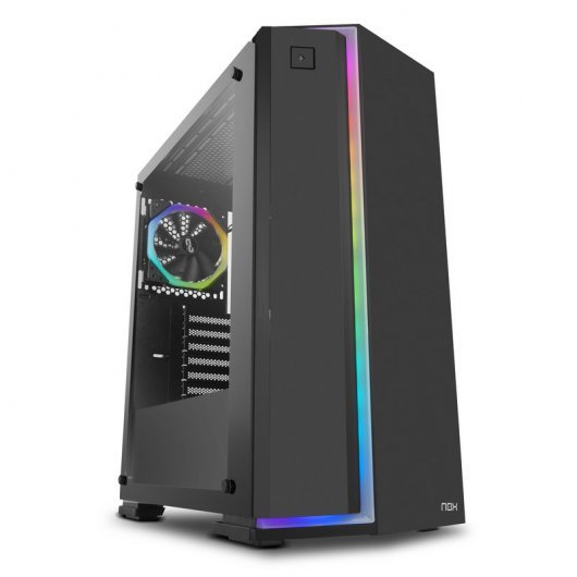 Nox Infinity Neon Caja Semitorre ATX, Micro ATX e ITX - Cristal Templado - Iluminacion ARGB - 2x SSD 2.5\" - 2x HDD 3.5\" - USB 3.0, USB 2.0 - Soporta Refrigeracion Liquida - Ventilador 120 mm ARGB Incluido - Hasta 6 Ventiladores