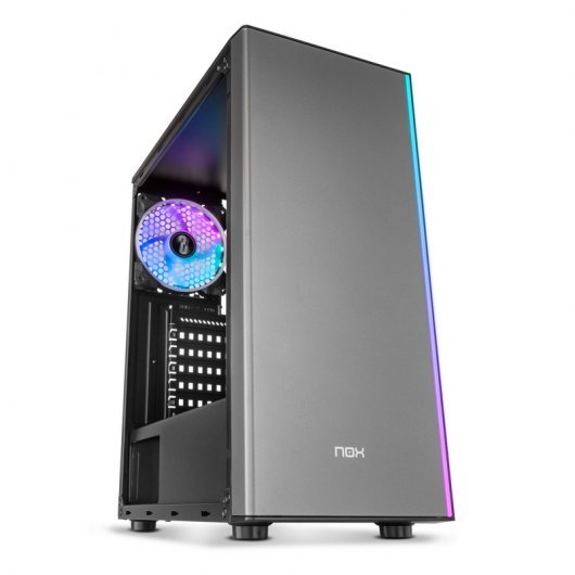 Nox Infinity Omega Caja Semitorre ATX, Micro ATX e ITX - Lateral Transparente - Iluminacion ARGB - 2x SSD 2.5\" - 2x HDD 3.5\" - USB 3.0, USB 2.0 - Soporta Refrigeracion Liquida - Ventilador 120 mm ARGB Incluido - Hasta 4 Ventiladores