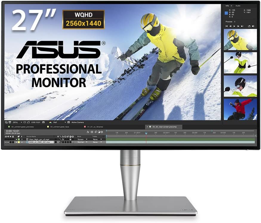 Asus ProArt Monitor 27\" LED IPS WQHD - Respuesta 5ms - Ajustable en Altura, Giratorio e Inclinable - Altavoces Incorporados - Angulo de Vision 178º - 16:9 - USB-C, HDMI, DisplayPort - VESA 100x100mm