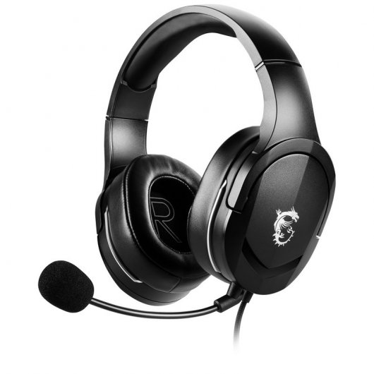 MSI Immerse GH20 Auriculares Gaming con Microfono - Compatibilidad Multiplataforma - Diadema Ajustable - Almohadillas Acolchadas - Control en Cable - Cable de 1.50m