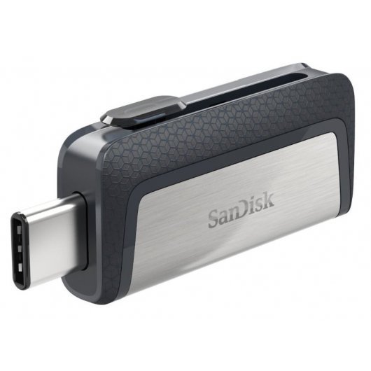 Sandisk Ultra Dual Memoria USB-C y USB-A 32GB - Hasta 150MB/s de Lectura - Diseño Metalico - Color Acero/Negro (Pendrive)