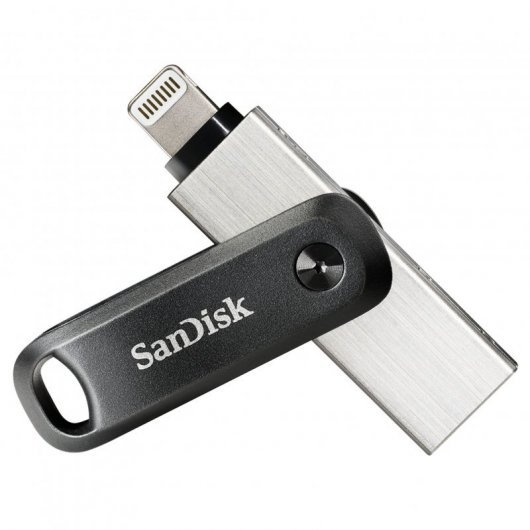 Sandisk IXpand Go Memoria USB 3.0 y Lightning 128GB - Diseño Metalico/Plastico - Color Acero/Negro (Pendrive)