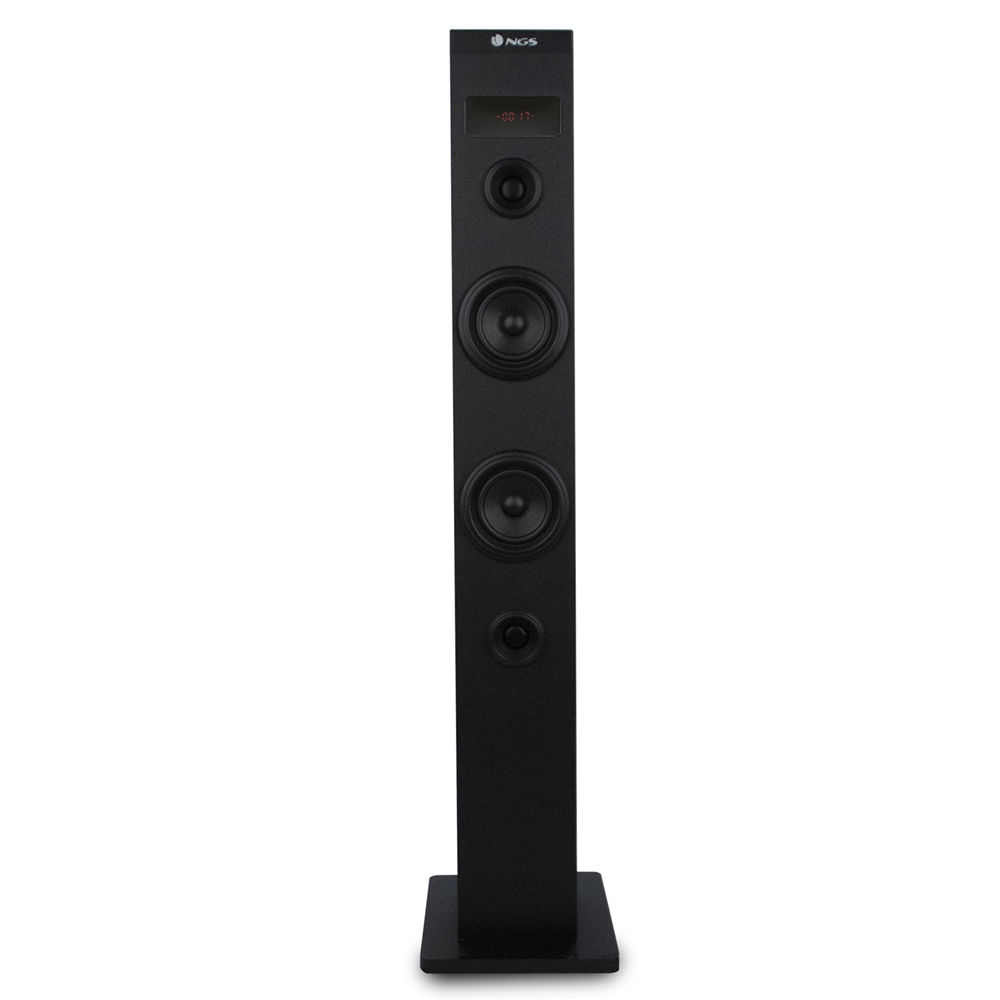 NGS Sky Charm Torre de Sonido Bluetooth 50W - USB, Radio FM, Aux In y Entrada Optica TV - Pantalla LED - Carcasa de Madera - Color Negro