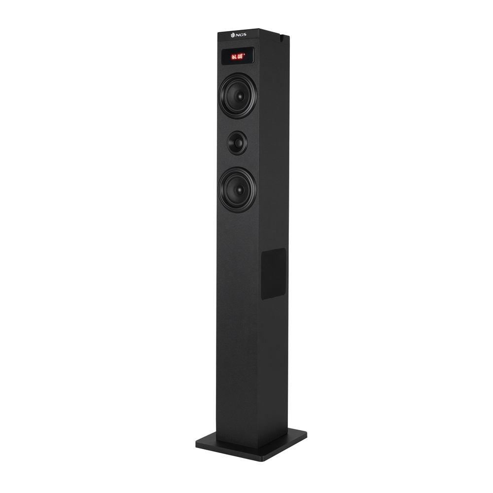 NGS Sky Charm 2.1 Torre de Sonido Bluetooth 80W - Mando a Distancia - Pantalla LED - USB, Radio FM, Aux In y Entrada Optica TV - Carcasa de Madera