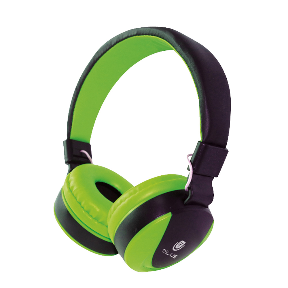 Talius HPH-5005 Auriculares con Microfono - Diadema Ajustable - Almohadillas Acolchadas - Manos Libres - Cable de 1.20m - Color Verde/Negro