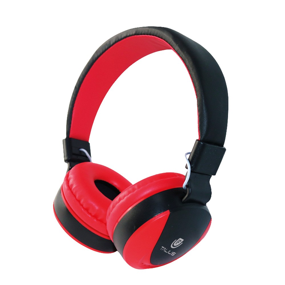 Talius HPH-5005 Auriculares con Microfono - Diadema Ajustable - Almohadillas Acolchadas - Manos Libres - Cable de 1.20m - Color Rojo/Negro