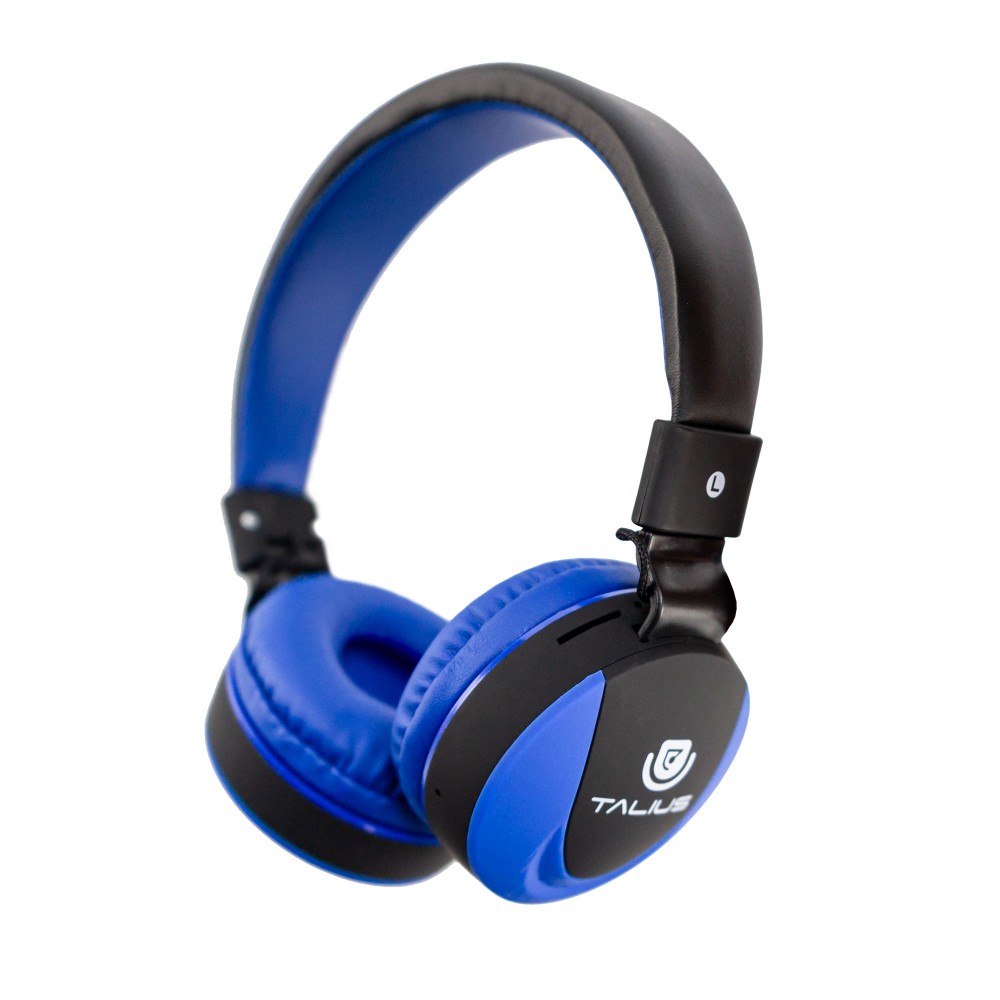 Talius HPH-5006BT Auriculares Bluetooth con Microfono - Diadema Ajustable - Almohadillas Acolchadas - Ranura Micro SD, Radio FM - Autonomia hasta 4h - Color Azul/Negro