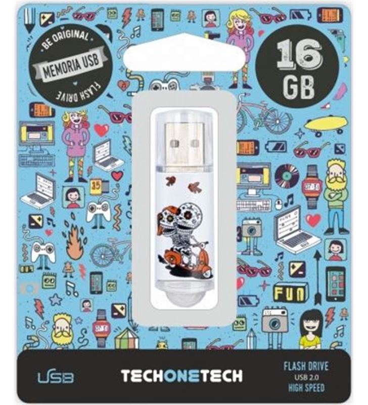 TechOneTech Be Original Calavera Moto Memoria USB 2.0 16GB (Pendrive)