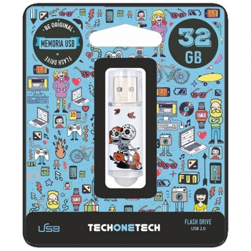 TechOneTech Be Original Calavera Moto Memoria USB 2.0 32GB (Pendrive)