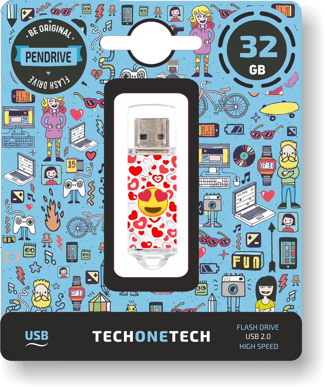 TechOneTech Heart Eyes Memoria USB 2.0 32GB (Pendrive)