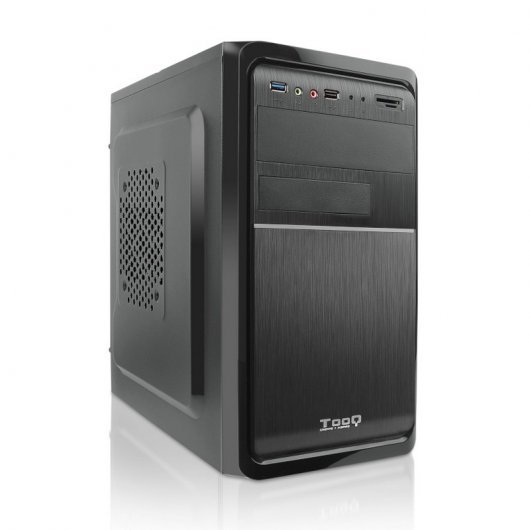 Tooq Caja Mini Torre Micro ATX - Fuente de Alimentacion 500W - 3x HDD3,5 + 1x SDD2,5 + 1x HDD5.25 - USB-2.0, USB 3.0, SD y Micro SD - Color Negro