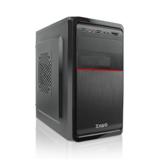 Tooq Caja Mini Torre Micro ATX - Fuente de Alimentacion 500W - 4x HDD3,5 + 1x SDD2,5 + 1x HDD5.25 - 2x USB 3.0, SD y Micro SD - Color Negro