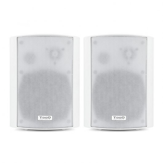 Tooq Altavoces Autoamplificados de Pared 60W - Control de Volumen, Agudos y Bajos - Soporte Giratorio 180º - Color Blanco