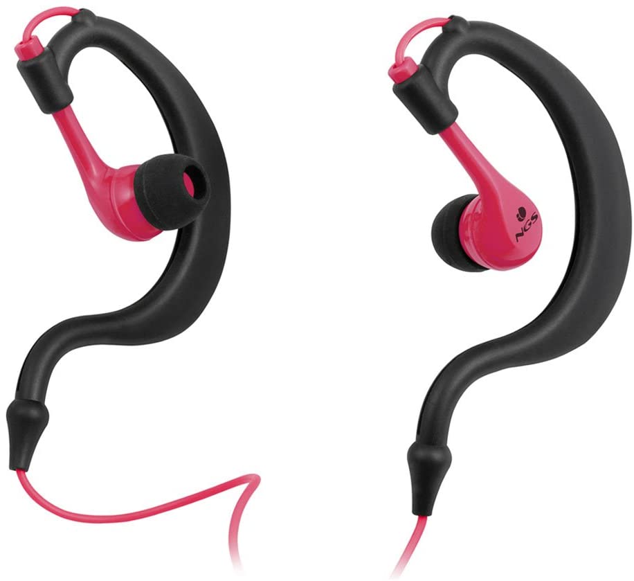 NGS Triton Pink Auriculares Deportivos - Resistencia al Agua IPX8 - 3 Tamaños de Almohadillas - Cable de 1.20m - Color Negro/Rosa