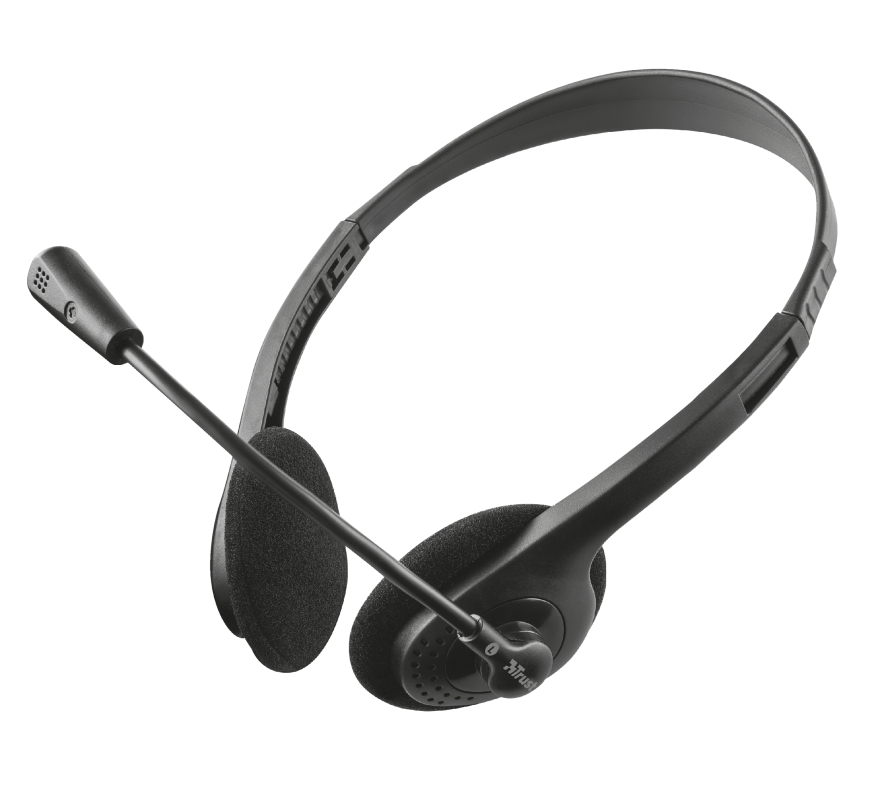 Trust Ziva Auriculares con Microfono - Microfono Flexible - Diadema Ajustable - Conector Jack 3.5mm - Cable de 1.80m - Color Negro