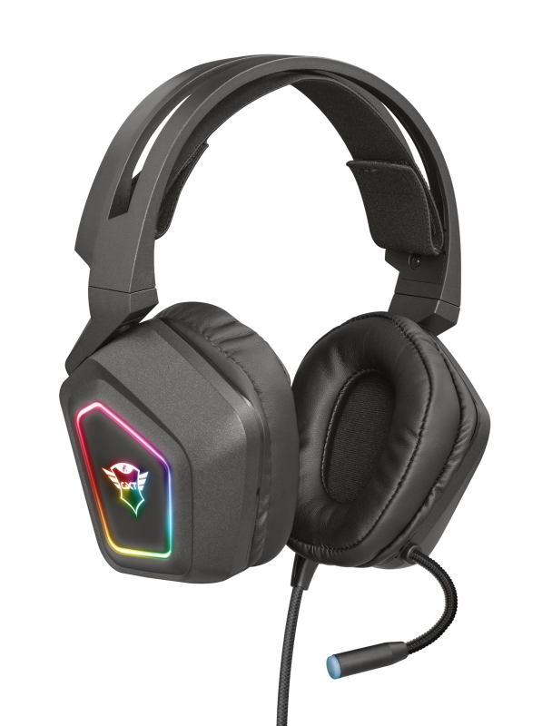 Trust Gaming GXT 450 Blizz Auriculares USB con Microfono 7.1 Surround - Microfono Flexible - Iluminacion RGB - Diadema Ajustable - Amplias Almohadillas - Altavoces de 40mm - Cable Trenzado de 2m - Color Negro