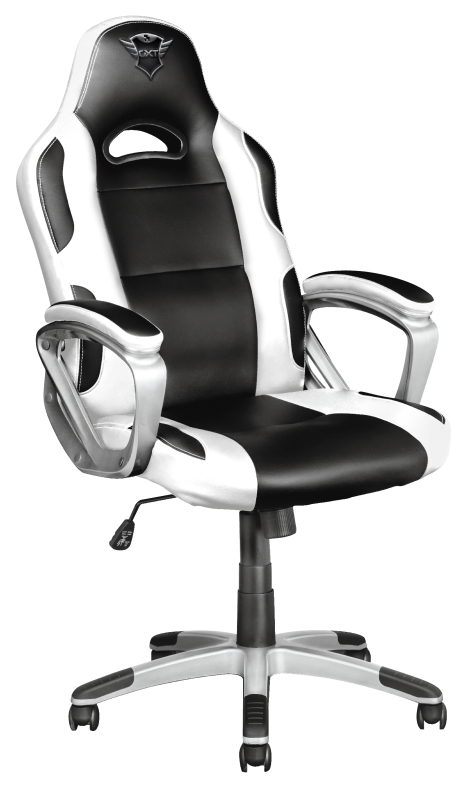 Trust Silla Gaming GXT 705W Ryon - Giratoria 360º - Cilindro Gas Clase 4 - Asiento Reclinable con Bloqueo - Peso Max. 150kg - Color Blanco/Negro