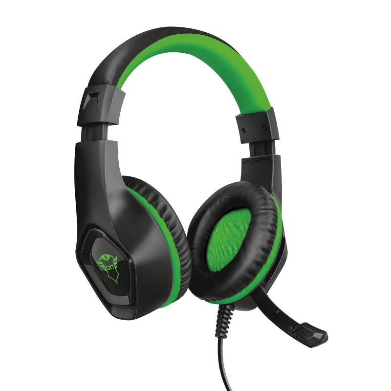 Trust Gaming GXT 404G Rana Auriculares con Microfono - Compatible con Xbox One - Microfono Plegable - Diadema Ajustable - Altavoces de 40mm - Cable de 1m - Color Negro/Verde