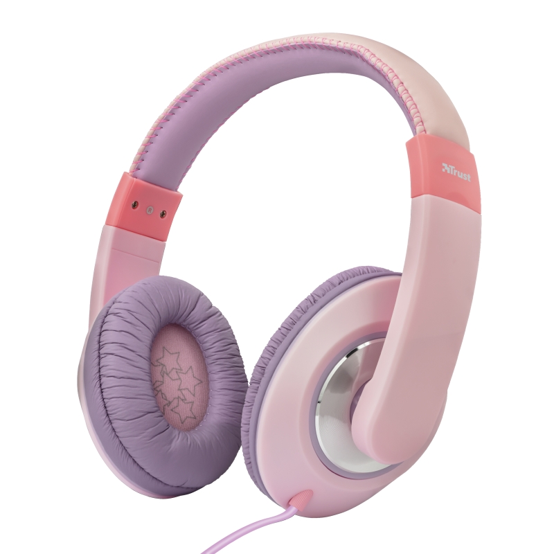 Trust Sonin Auriculares Infantiles - Limitacion de Volumen 85db - Control de Volumen en Cable - Diadema Ajustable - Cable de 1.50m - Color Rosa/Violeta