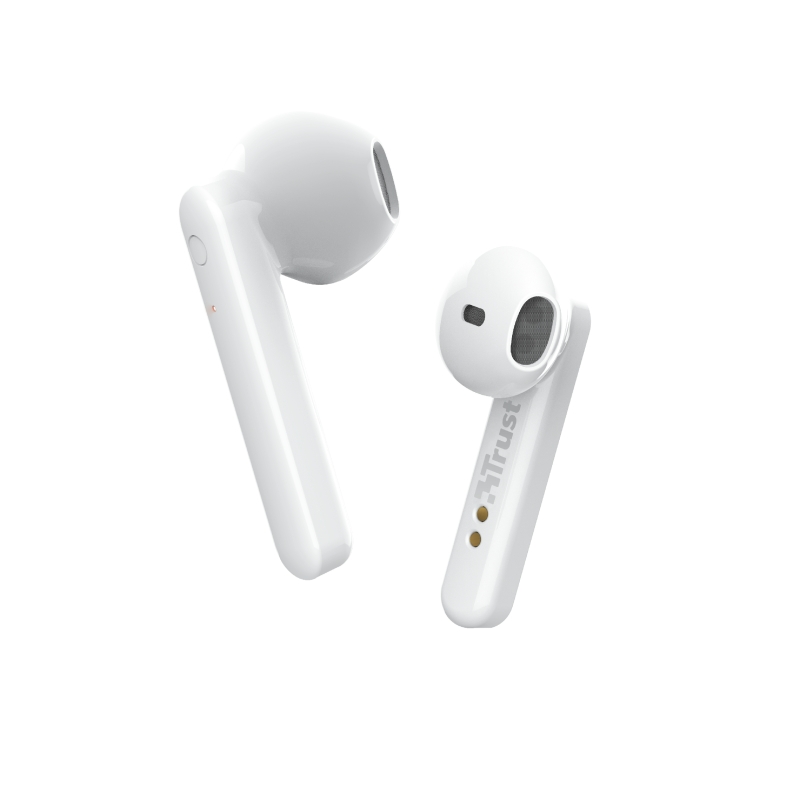 Trust Primo Touch Auriculares Inalambricos Bluetooth 5.0 - Control Tactil - Autonomia hasta 10h - Alcance 10m - Estuche de Carga - Color Blanco