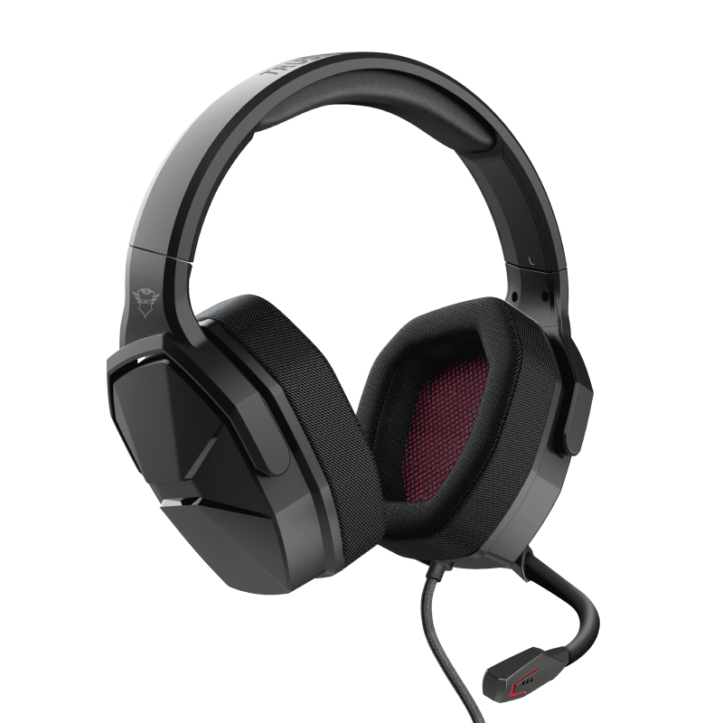 Trust Gaming GXT 4371 Ward Auriculares con Microfono Plegable - Diadema Ajustable - Multiplataforma - Altavoces de 50mm - Cable Trenzado de 1m - Color Negro