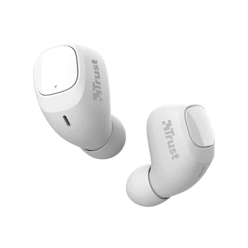 Trust Nika Compact Auriculares Bluetooth 5.0 - Controles Tactiles - Autonomia hasta 8h - Alcance 10m - Estuche de Carga - Color Blanco